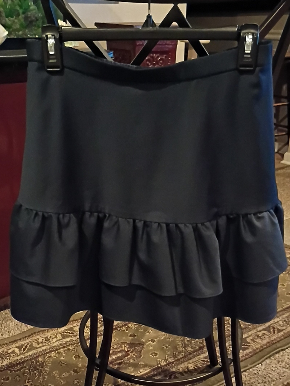 J. Crew Wool Blend Navy Women's Flared Tiered Skirt - Picture 3 of 11